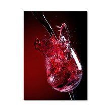 Load image into Gallery viewer, Red Wine Glass Oil Painting Prints Poster Modern Canvas Art Bar Restaurant Kitchen Wall Decoration Dinning Living Room Decor