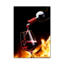 Load image into Gallery viewer, Red Wine Glass Oil Painting Prints Poster Modern Canvas Art Bar Restaurant Kitchen Wall Decoration Dinning Living Room Decor