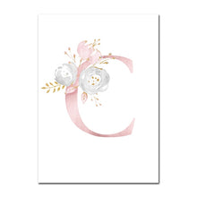 Load image into Gallery viewer, Baby Posters Personalized Girl's Name Custom Poster Nursery Prints Pink Flowers Wall Art Canvas Painting Pictures For Girls Room