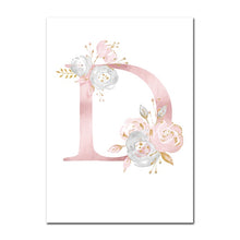 Load image into Gallery viewer, Baby Posters Personalized Girl's Name Custom Poster Nursery Prints Pink Flowers Wall Art Canvas Painting Pictures For Girls Room