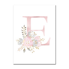 Load image into Gallery viewer, Baby Posters Personalized Girl's Name Custom Poster Nursery Prints Pink Flowers Wall Art Canvas Painting Pictures For Girls Room