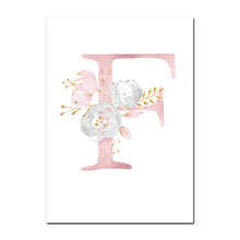 Load image into Gallery viewer, Baby Posters Personalized Girl's Name Custom Poster Nursery Prints Pink Flowers Wall Art Canvas Painting Pictures For Girls Room