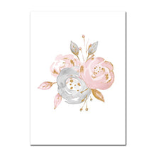 Load image into Gallery viewer, Baby Posters Personalized Girl's Name Custom Poster Nursery Prints Pink Flowers Wall Art Canvas Painting Pictures For Girls Room