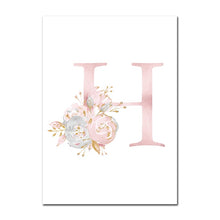 Load image into Gallery viewer, Baby Posters Personalized Girl's Name Custom Poster Nursery Prints Pink Flowers Wall Art Canvas Painting Pictures For Girls Room