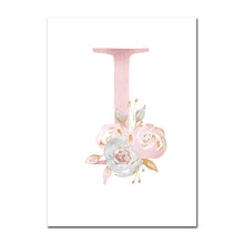 Load image into Gallery viewer, Baby Posters Personalized Girl's Name Custom Poster Nursery Prints Pink Flowers Wall Art Canvas Painting Pictures For Girls Room