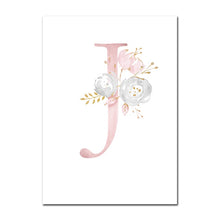 Load image into Gallery viewer, Baby Posters Personalized Girl's Name Custom Poster Nursery Prints Pink Flowers Wall Art Canvas Painting Pictures For Girls Room
