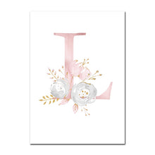 Load image into Gallery viewer, Baby Posters Personalized Girl's Name Custom Poster Nursery Prints Pink Flowers Wall Art Canvas Painting Pictures For Girls Room