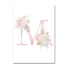Load image into Gallery viewer, Baby Posters Personalized Girl's Name Custom Poster Nursery Prints Pink Flowers Wall Art Canvas Painting Pictures For Girls Room