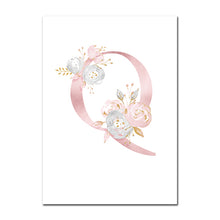 Load image into Gallery viewer, Baby Posters Personalized Girl's Name Custom Poster Nursery Prints Pink Flowers Wall Art Canvas Painting Pictures For Girls Room