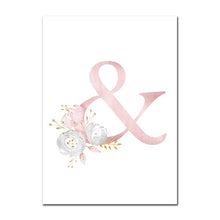 Load image into Gallery viewer, Baby Posters Personalized Girl's Name Custom Poster Nursery Prints Pink Flowers Wall Art Canvas Painting Pictures For Girls Room