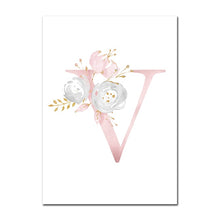 Load image into Gallery viewer, Baby Posters Personalized Girl's Name Custom Poster Nursery Prints Pink Flowers Wall Art Canvas Painting Pictures For Girls Room