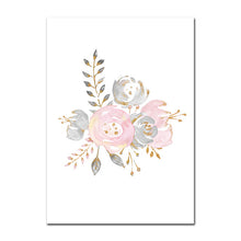Load image into Gallery viewer, Baby Posters Personalized Girl's Name Custom Poster Nursery Prints Pink Flowers Wall Art Canvas Painting Pictures For Girls Room