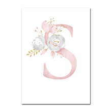 Load image into Gallery viewer, Baby Posters Personalized Girl's Name Custom Poster Nursery Prints Pink Flowers Wall Art Canvas Painting Pictures For Girls Room