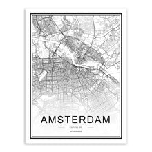 Load image into Gallery viewer, Black White Custom World City Map Paris London New York Posters Nordic Living Room Wall Art Pictures Home Decor Canvas Paintings