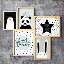 Load image into Gallery viewer, Simple Nordic Style Prints Cartoon Panda Posters Canvas Painting Wall Art Stars Picture Baby Kids Room Rabbit Home Decoration