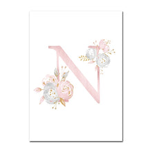 Load image into Gallery viewer, Baby Posters Personalized Girl&#39;s Name Custom Poster Nursery Prints Pink Flowers Wall Art Canvas Painting Pictures For Girls Room
