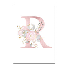 Load image into Gallery viewer, Baby Posters Personalized Girl&#39;s Name Custom Poster Nursery Prints Pink Flowers Wall Art Canvas Painting Pictures For Girls Room
