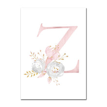 Load image into Gallery viewer, Baby Posters Personalized Girl&#39;s Name Custom Poster Nursery Prints Pink Flowers Wall Art Canvas Painting Pictures For Girls Room
