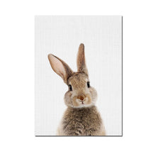 Load image into Gallery viewer, Baby Animal Posters and Prints  Rabbite Giraffe Elephant Canvas Painting Nursery Wall Art Nordic Picture Kids Room Decoration
