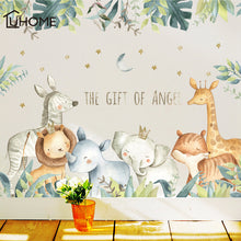 Load image into Gallery viewer, Cartoon Wall Stickers for Kids Rooms Giraffe Lion Fox Elephant Animal Home Decals Nursery Kindergarten Baby Room Home Decor
